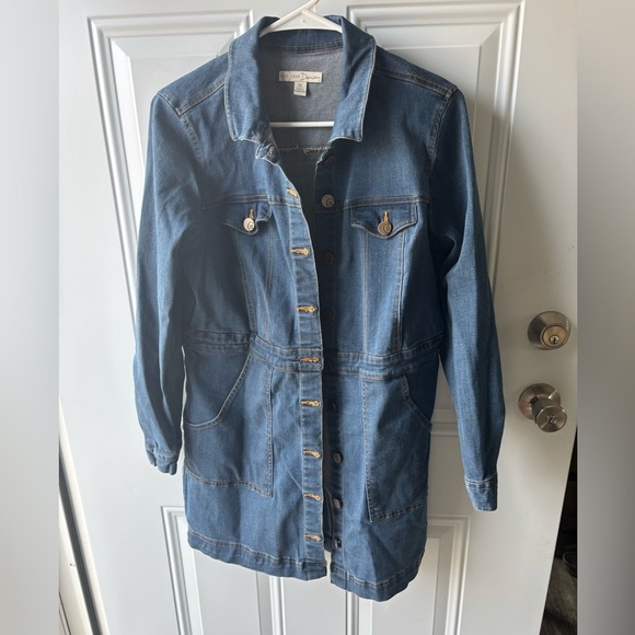 Est 1948 Denim Dress Womens M Long Sleeve Button Down Blue Jean - Picture 1 of 5